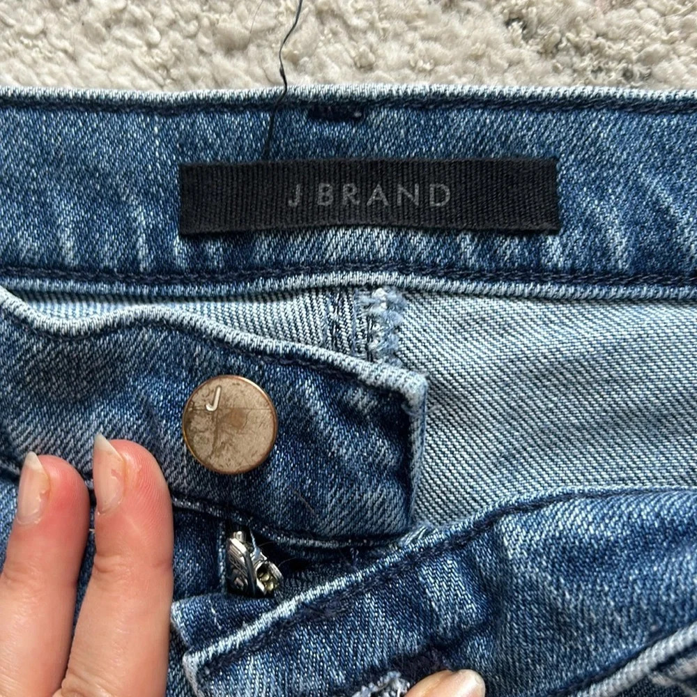 J Brand Blue Jules High Rise Straight Jeans In Sympathy Destruct size 28 - Picture 5 of 10